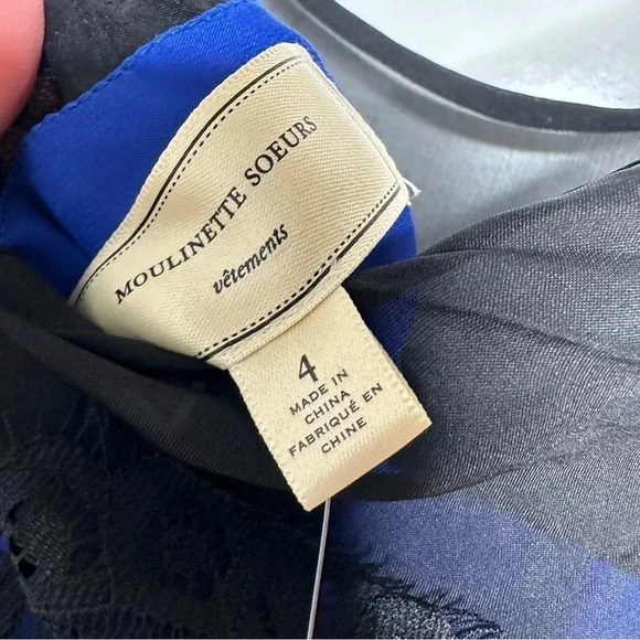 Moulinette Soeurs Anthropologie NWT Saphire Illusion Lace Overlay Dress Size 4 - Picture 8 of 14